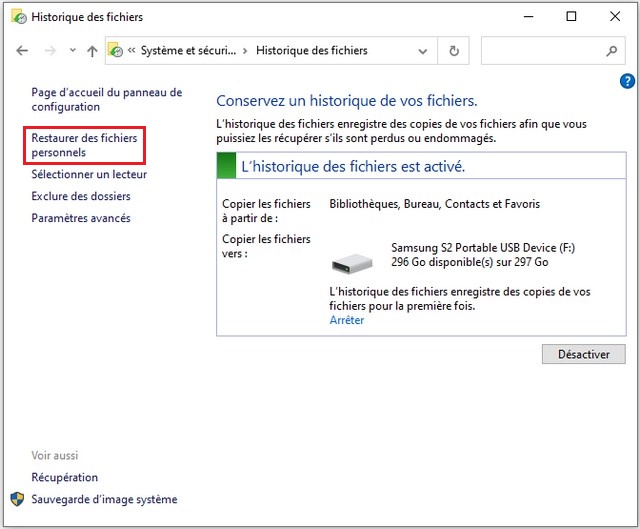 Restaurer des fichiers personnels