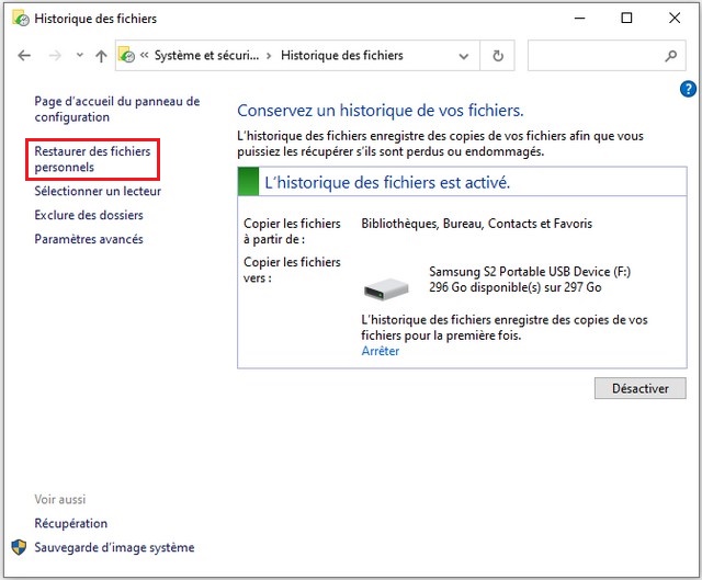 Restaurer des fichiers personnels