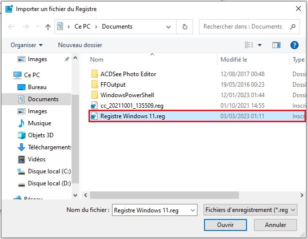 Restaurer le registre dans Windows 11