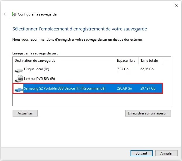 Sauvegarder vos fichiers sous Windows 10