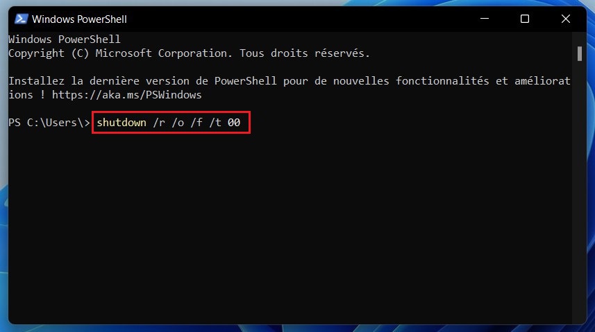 Accéder au BIOS sous Windows 11 avec PowerShell