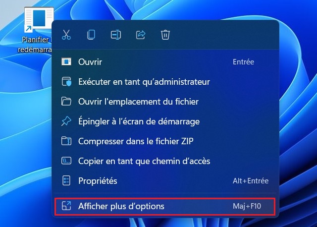 Afficher plus d'options dans le clic droit