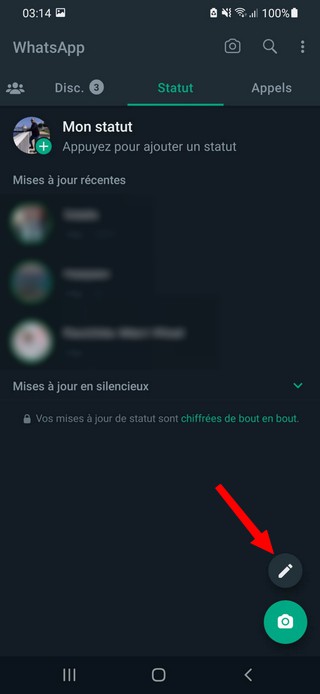 Appuyez sur l'icône Crayon