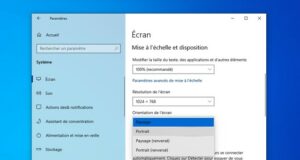 Changer l'orientation de l'écran en mode portrait sur Windows 10