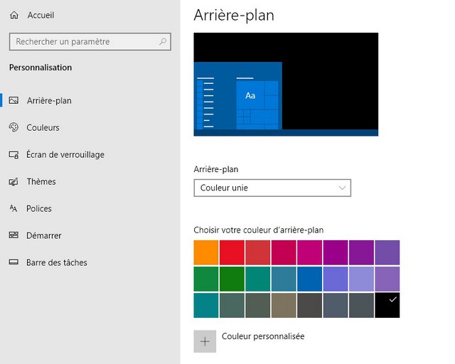 Choisissez une couleur d'arrière-plan