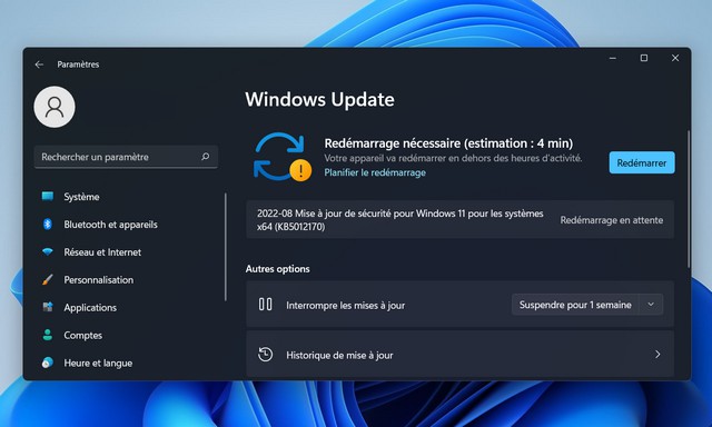 Comment arrêter une mise à jour en cours sur Windows 11