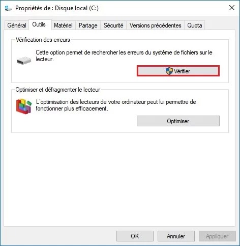 Corriger les erreurs de disque dur sous Windows 10