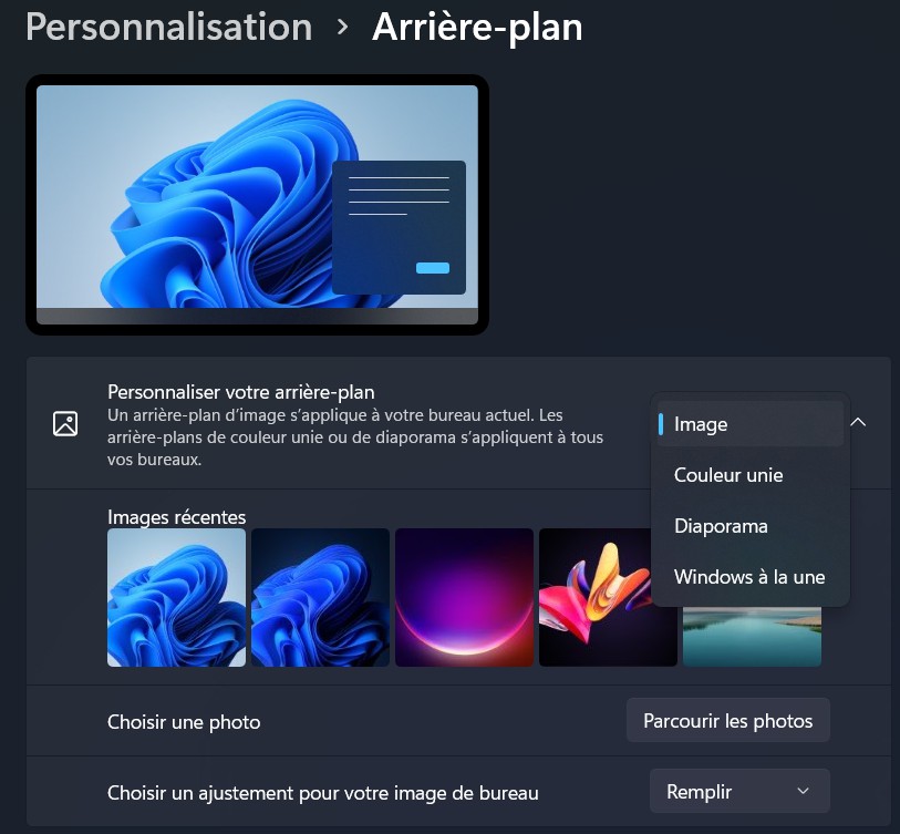 Créer un thème personnalisé dans Windows 11