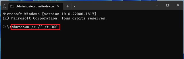 Exécuter la commande de redémarrage à partir de l'application Terminal