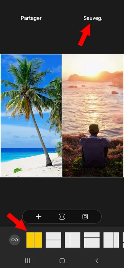 Fusionner deux photos avec l'application Galerie