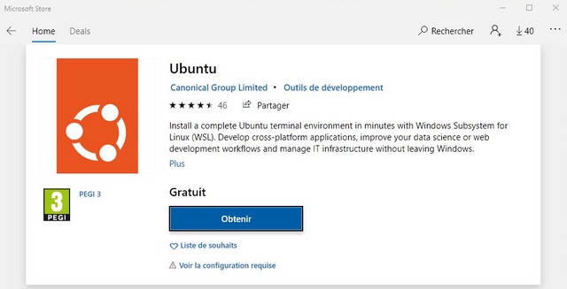 Installer Ubuntu sur Windows 10