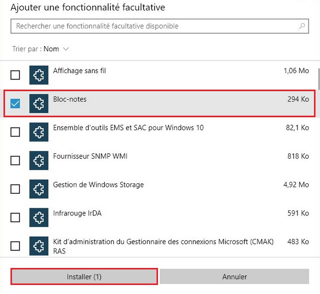 Installer le Bloc-notes sur Windows 10