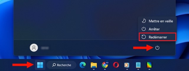 Redémarrer le système à partir du démarrage dans Windows 11