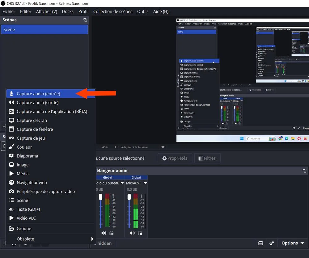 choisissez Capture audio