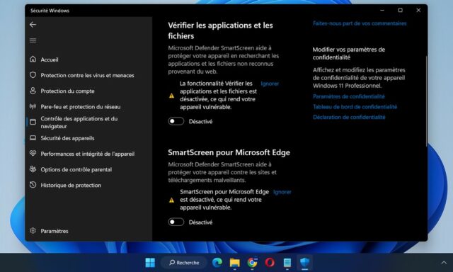 Comment désactiver SmartScreen sur Windows 11