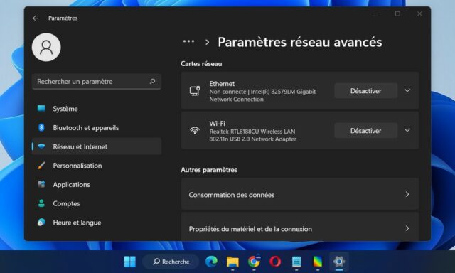 Comment désactiver une carte réseau dans Windows 11