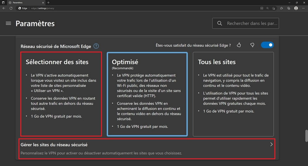 Configurer le VPN sur Microsoft Edge