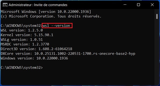 Connaître la version actuelle de WSL