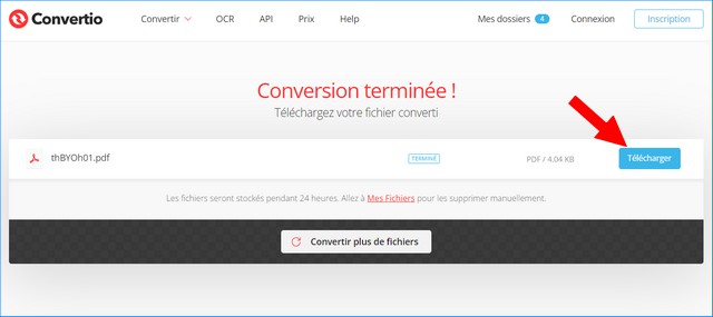 Convertir un fichier SVG avec Convertio