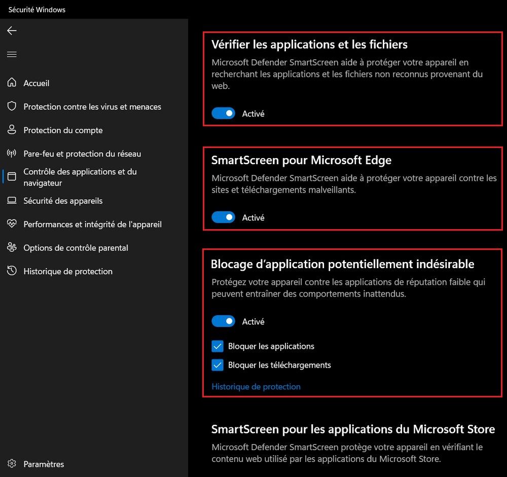Désactiver SmartScreen sur Windows 11