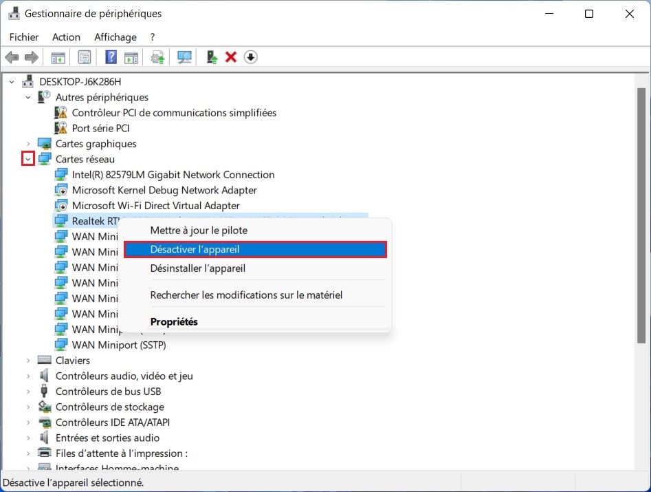 Disable a Network Adapter in Windows 11