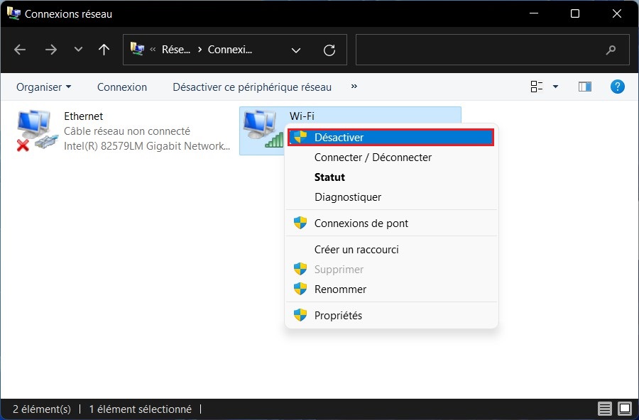 Disable a network card