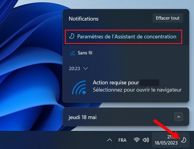 Gérer les notifications lors de l'utilisation de l'Assistant de concentration