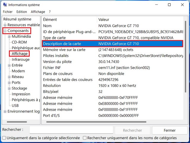 Informations système