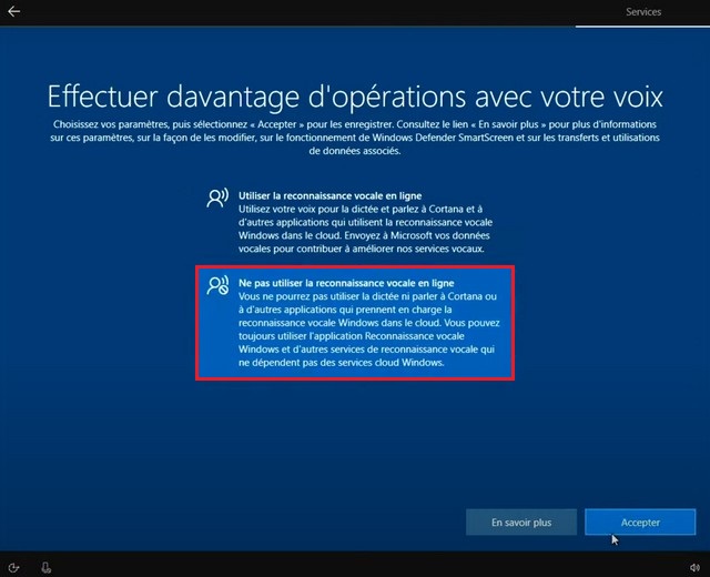 Ne pas utiliser la reconnnaisance vocale en ligne