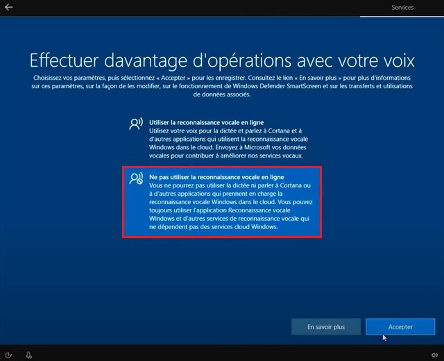 Ne pas utiliser la reconnnaisance vocale en ligne