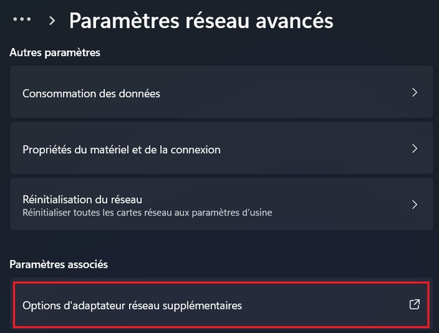 Paramètres réseau avancés