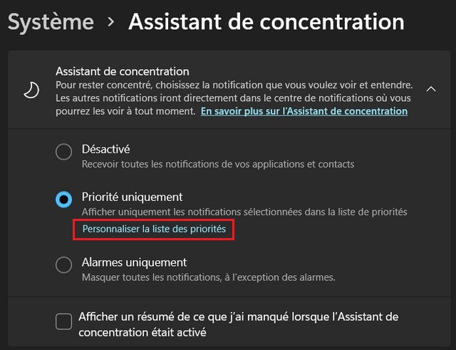 utiliser assistant de concentration