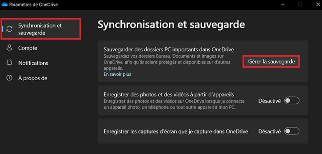 Synchroniser et sauvegarder