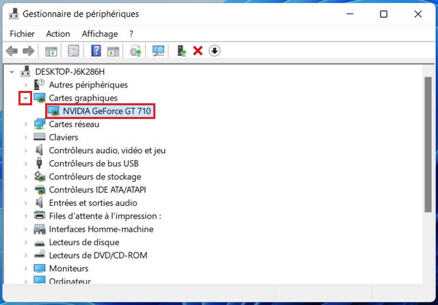connaître la carte graphique avec le Gestionnaire de périphériques