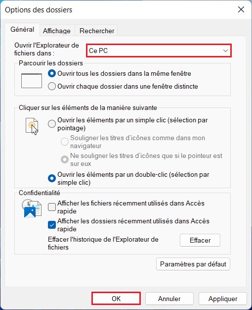 Désactiver lAccès rapide sur Windows 11