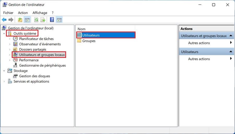 Gestion de l'ordinateur