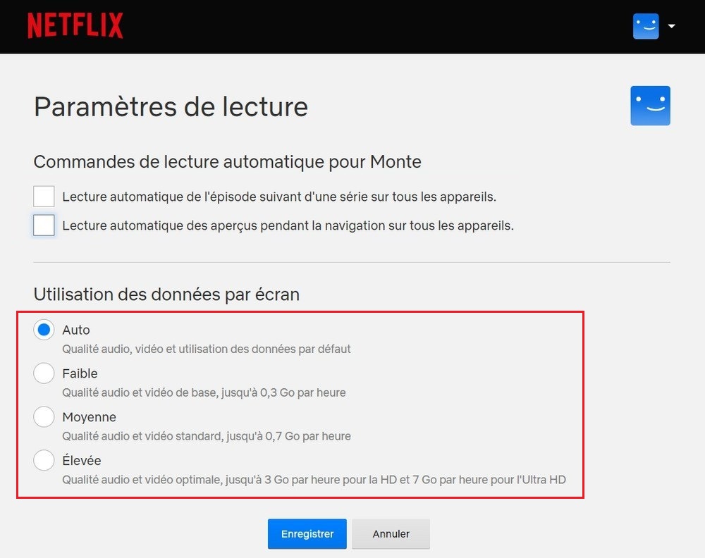 Modifier la qualité vidéo sur Netflix