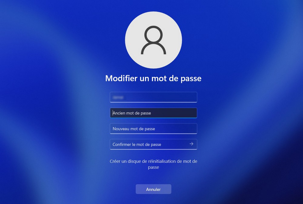 Modifier le mot de passe depuis l'écran de sécurité de Windows