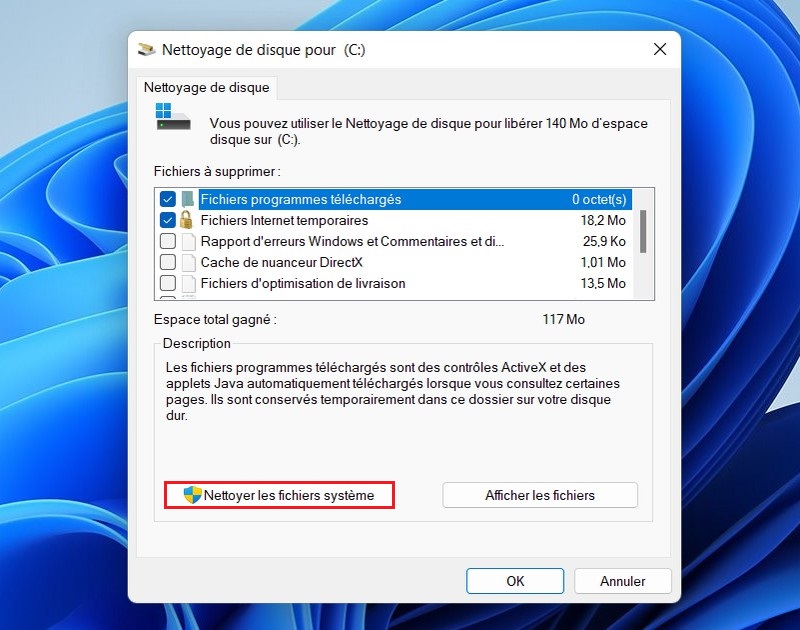 Nettoyer les fichiers systéme