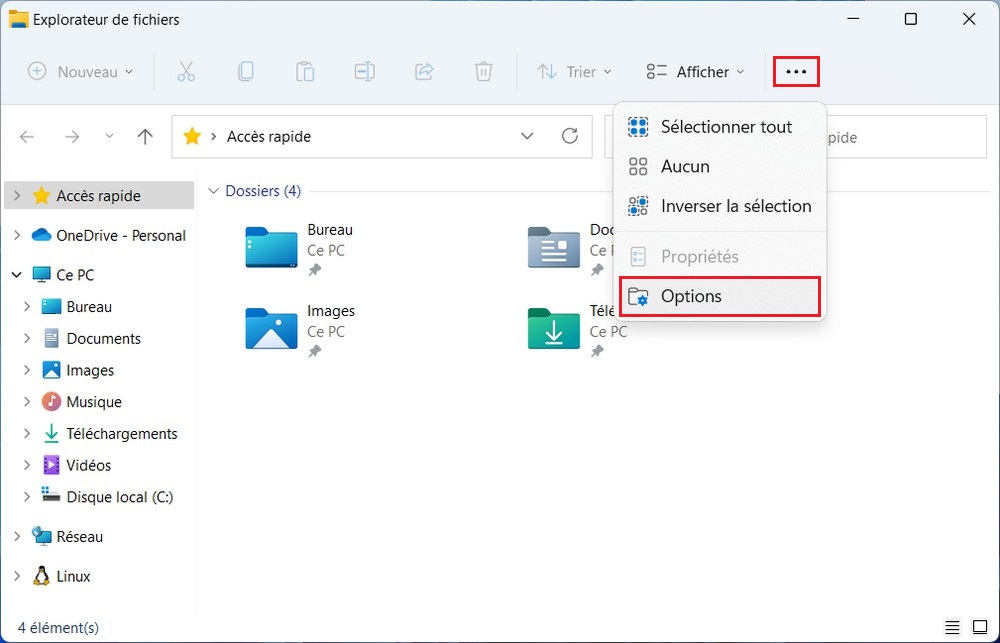Options des dossiers