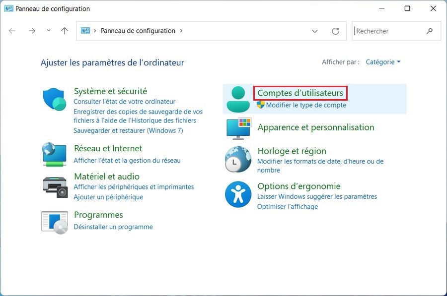 Panneau de configuration