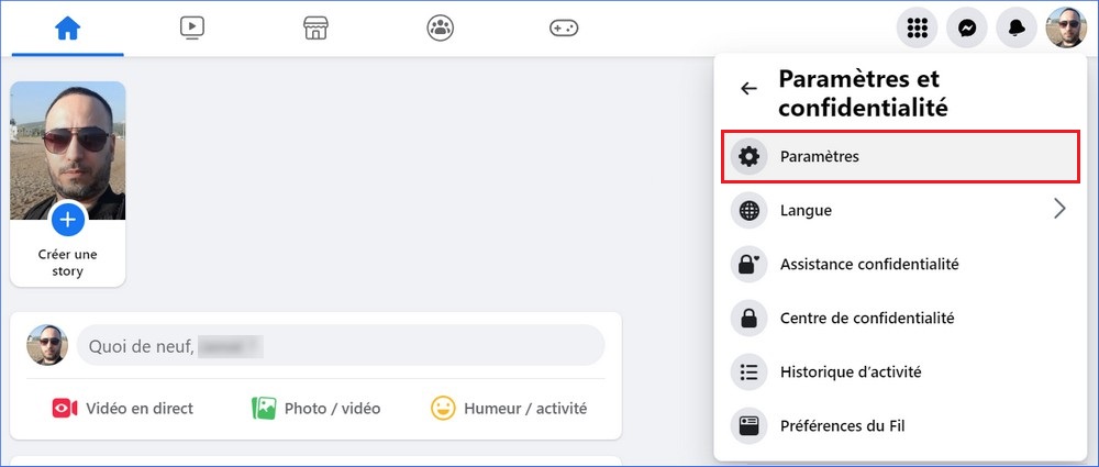 Paramètres Facebook