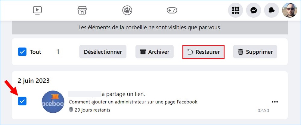 Récupérer vos publications supprimées sur Facebook