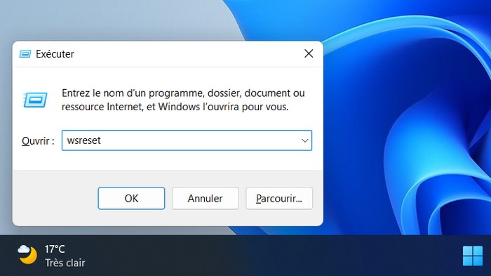 Réinitialiser le cache du Microsoft Store