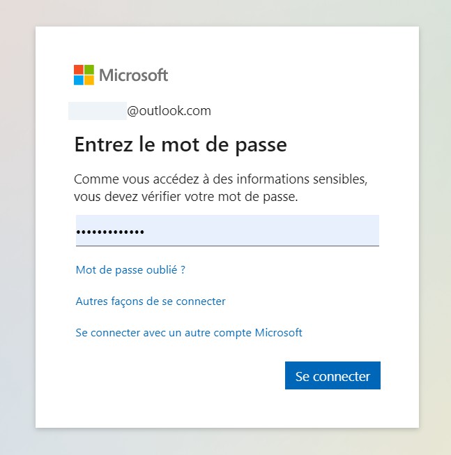 Se connecter à votre compte Microsoft