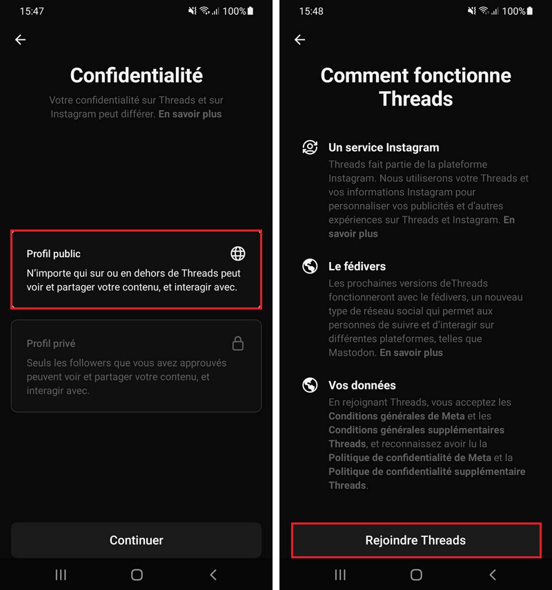 Accéder à Threads sur Android et iPhone