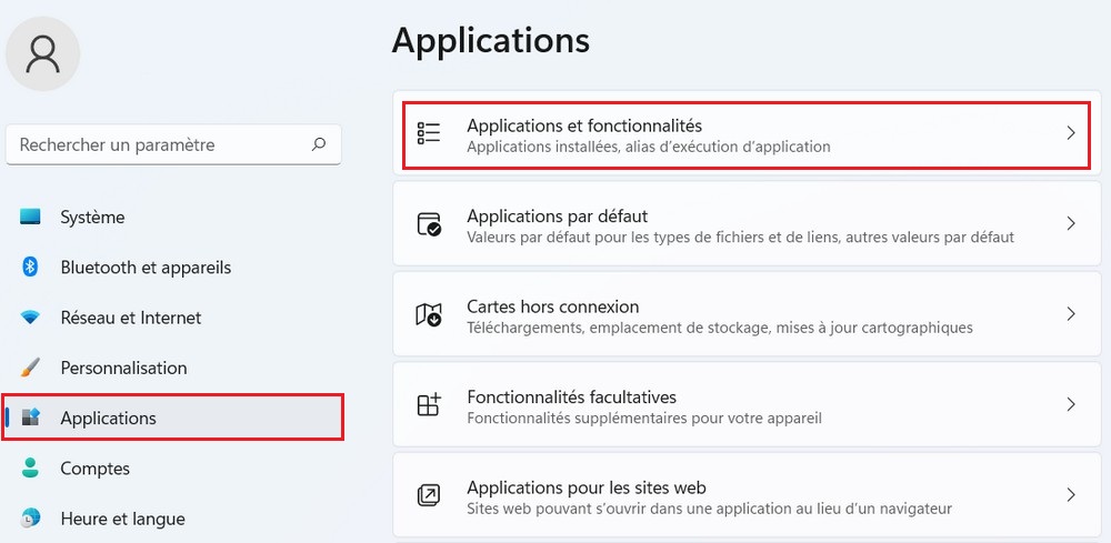 Applications et fonctionnalités