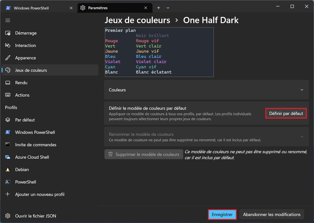 Changer le jeu de couleurs sur Windows Terminal