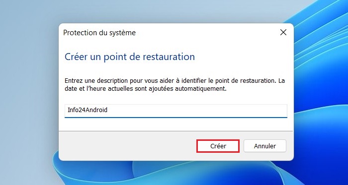 Comment créer un point de restauration