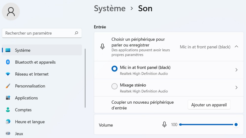 Configurer un microphone dans Windows 11